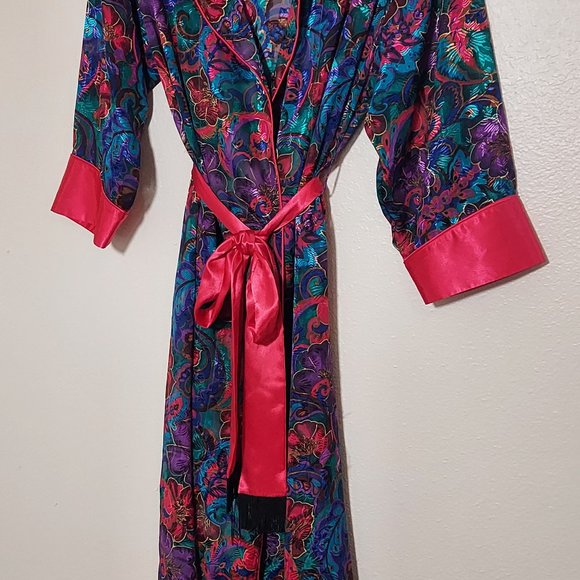Vintage Victoria Secrets Floral Gold Label Kimono Robe Size PS - Picture 3 of 10